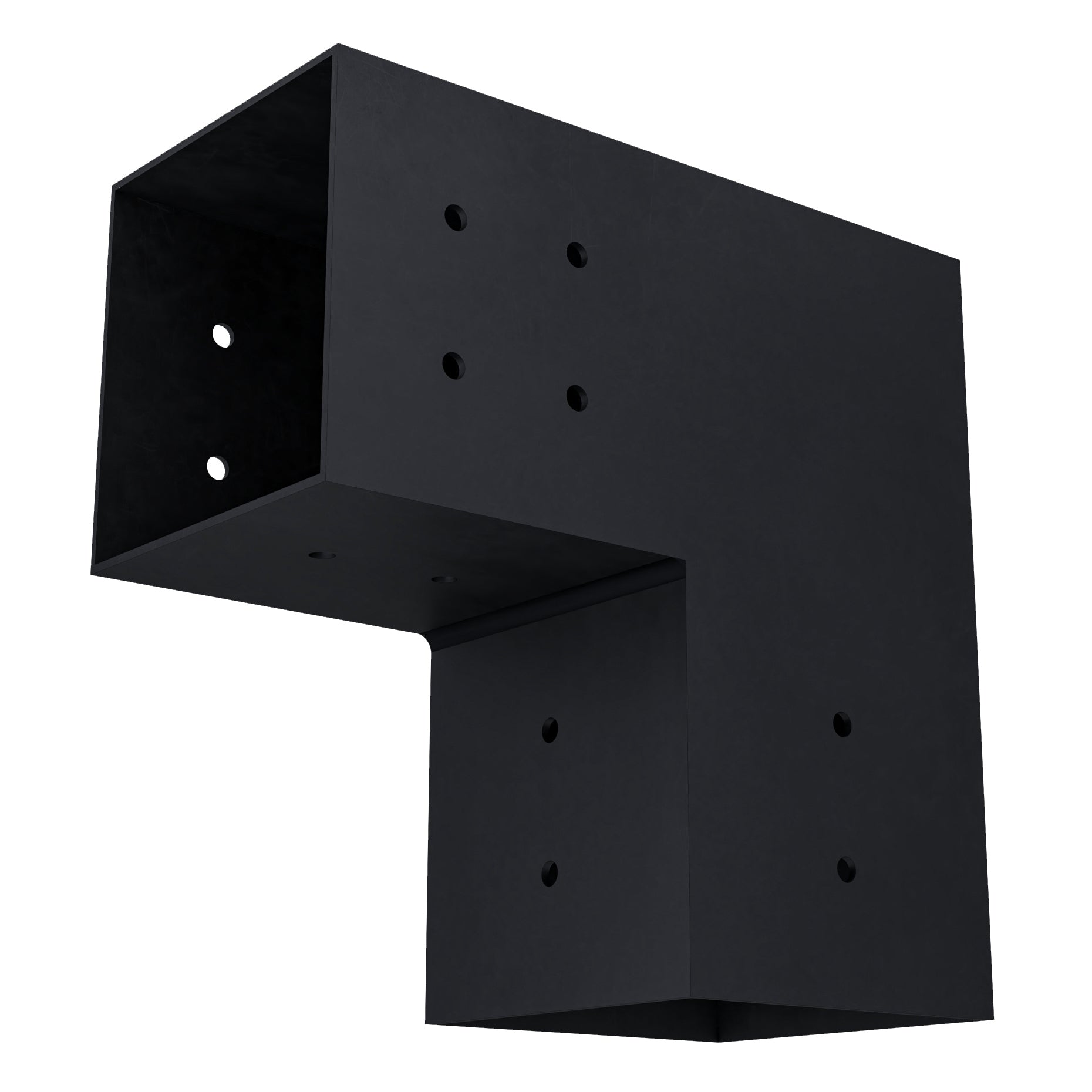Pergola 2-Arm L Bracket for 4x4 wood posts showing connection arms and pre-drilled holes