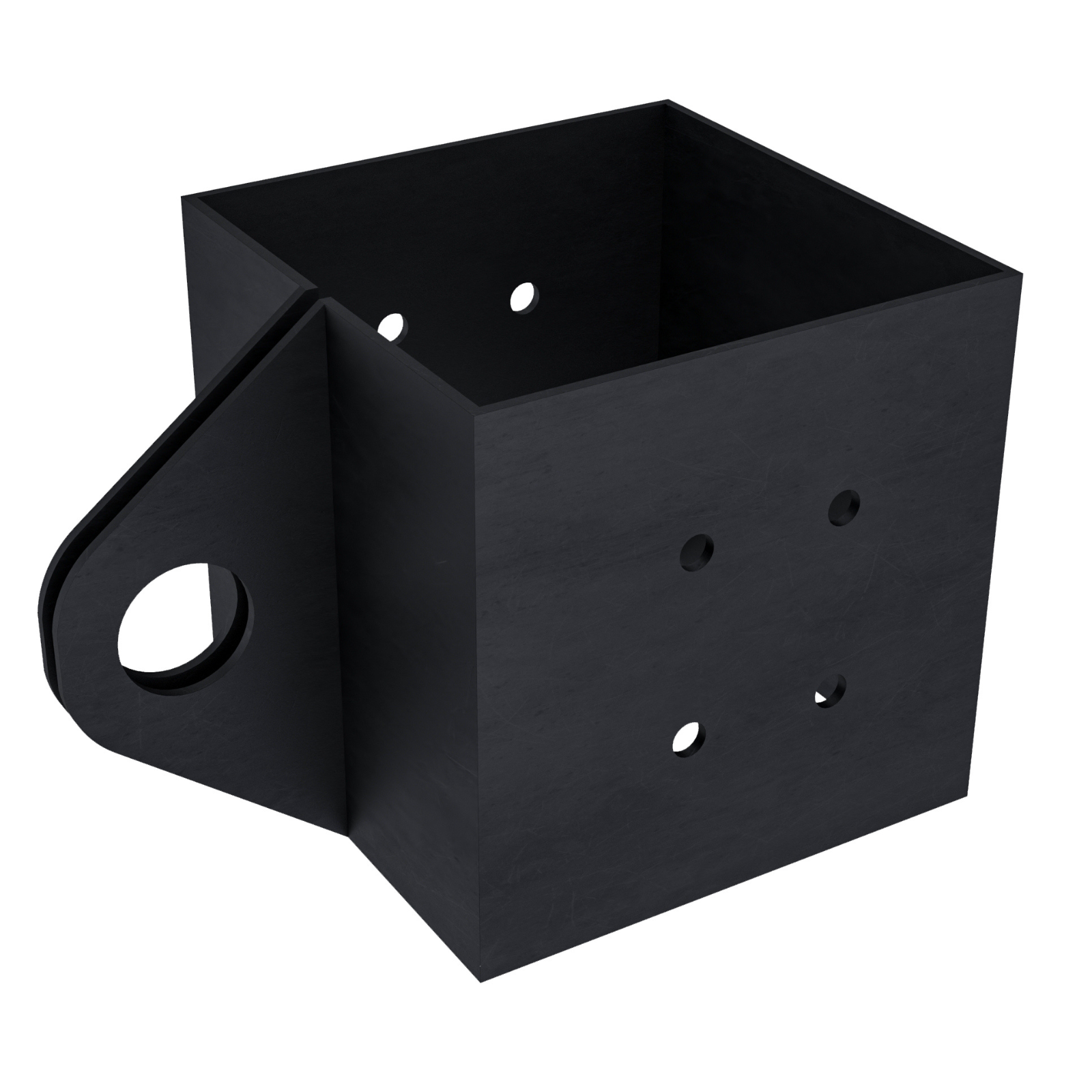 4x4 Middle Hanger Bracket for Hanging a Hammock or Swing showing steel bracket with holes and black screws