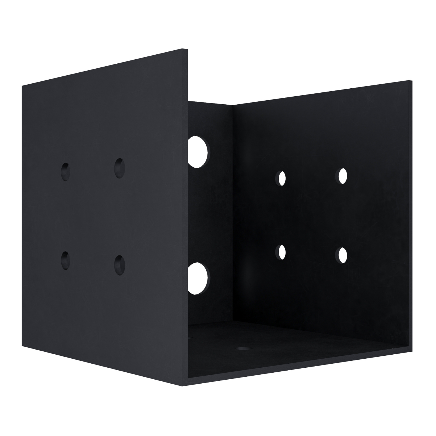 Zen Pergolas Pergola Wall Mount Bracket for 4x4 Wood Posts shown in close-up with black screws