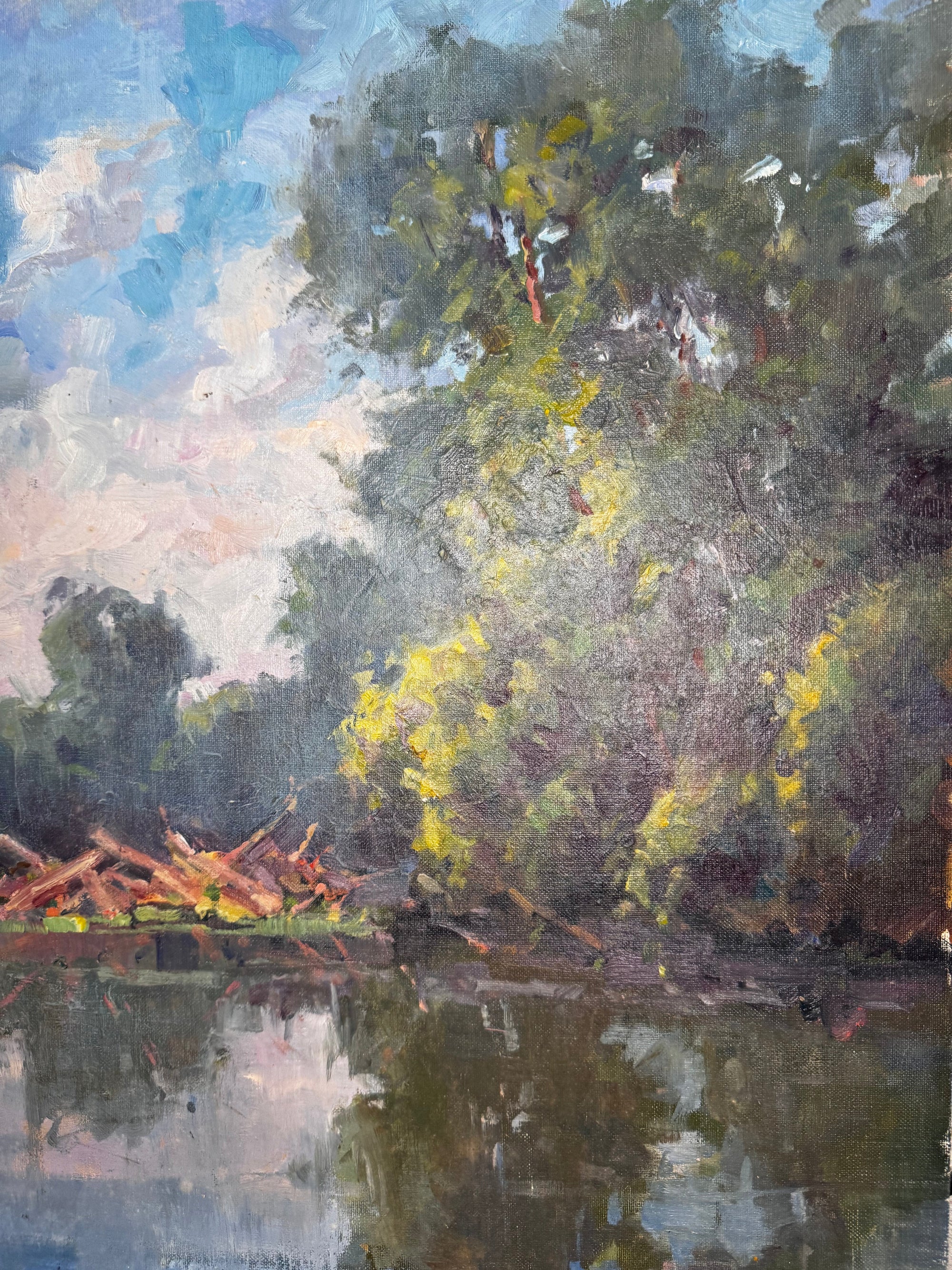 Painting titled Forty Four by John Beard Collection, 16 by 20 inches on board, showing subtle coastal abstract imagery