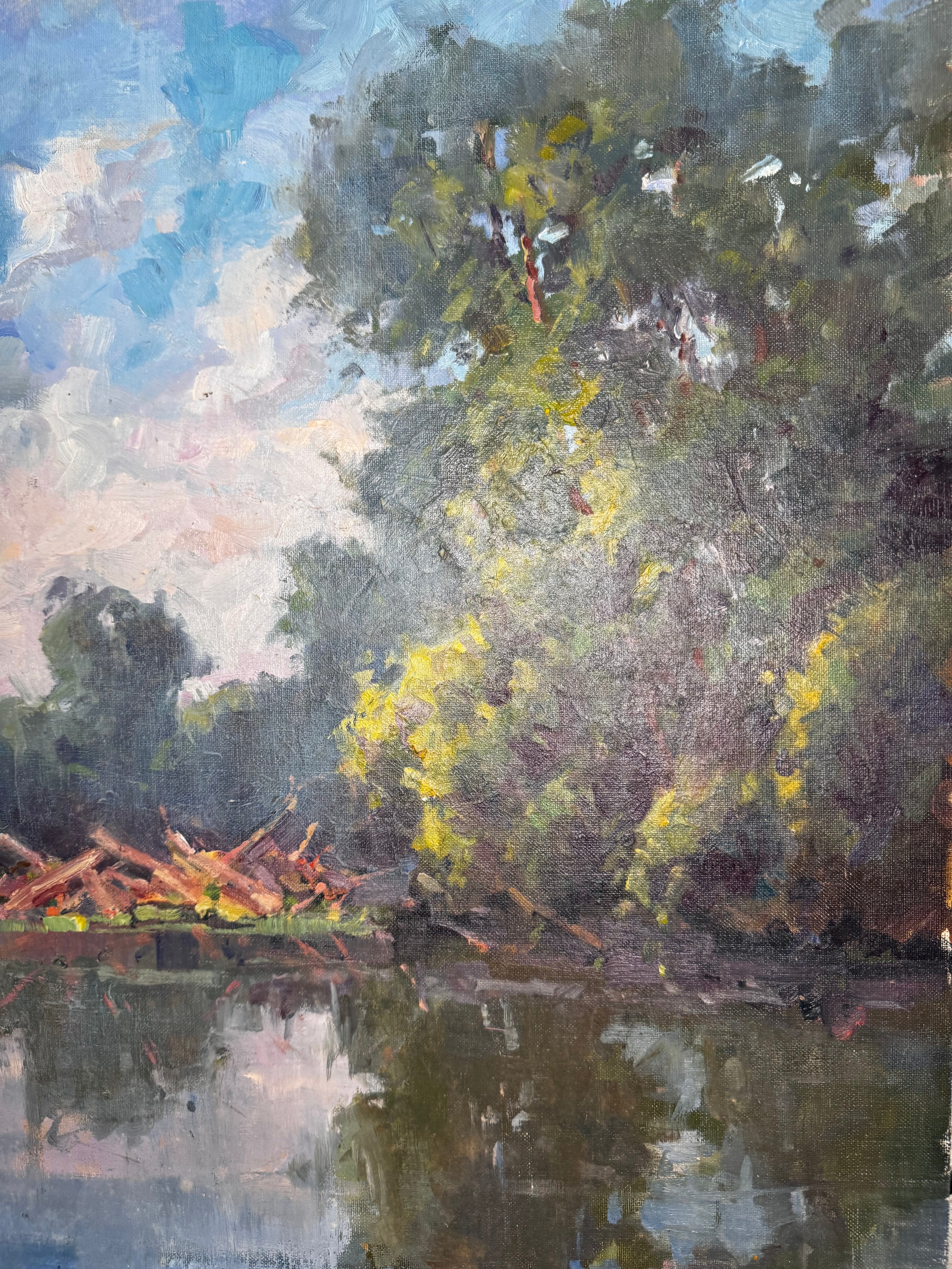 Painting titled Forty Four by John Beard Collection, 16 by 20 inches on board, showing subtle coastal abstract imagery