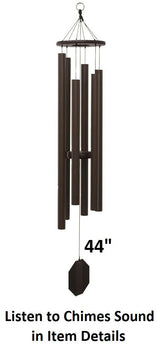 Amish handmade aluminum wind chimes in various sizes hanging outdoors