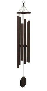 Amish handmade aluminum wind chimes in various sizes hanging outdoors