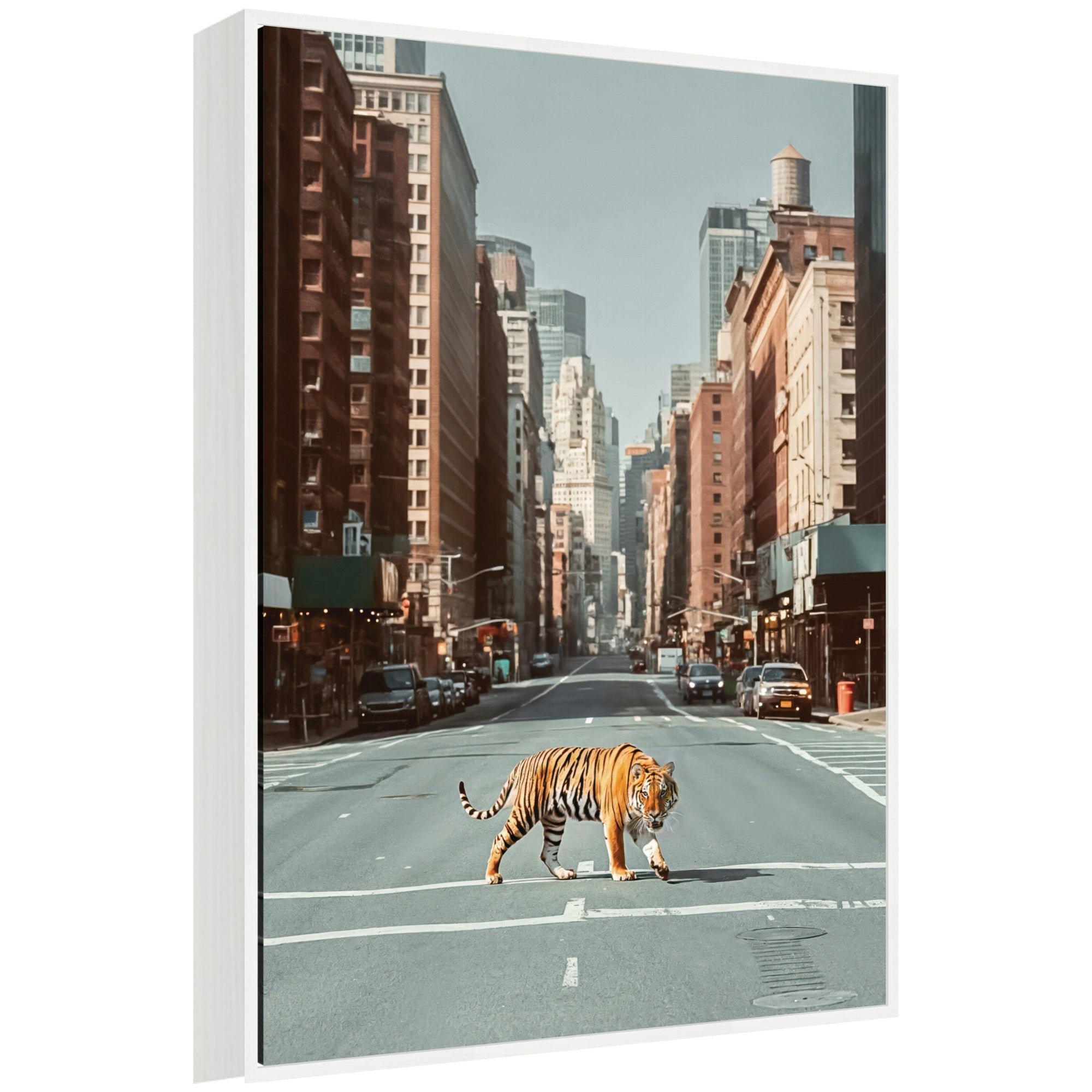 Sylvie Urban Tiger in the City Framed Canvas by Michael Schauer