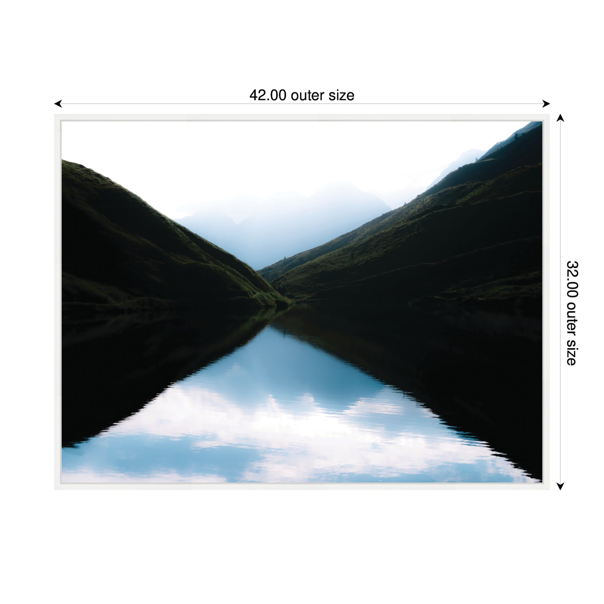 Sylvie Minimalist Mountain Lake Reflection at Sunrise Framed Canvas by Michael Schauer