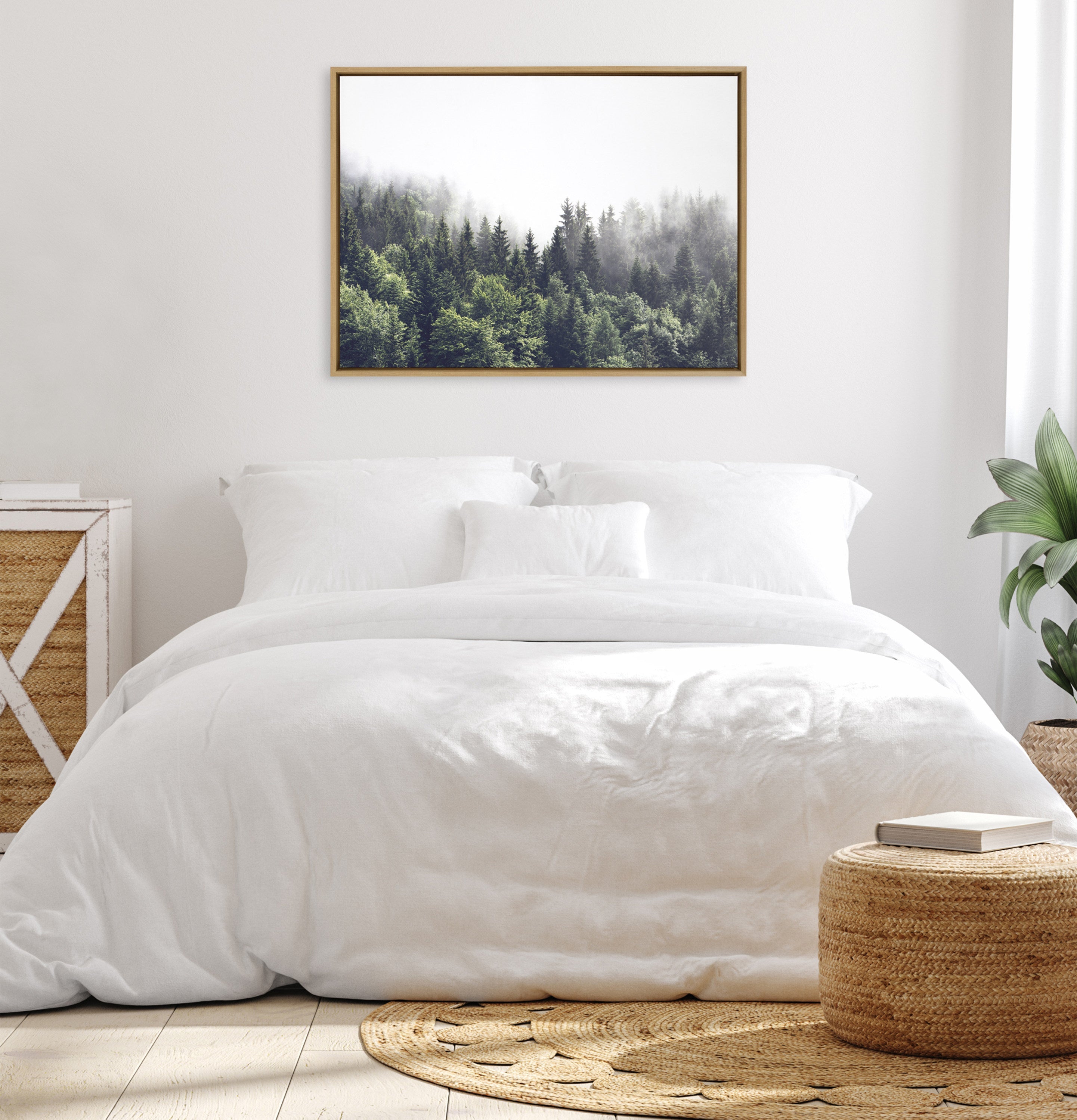 Sylvie Lush Green Forest On A Foggy Day Framed Canvas