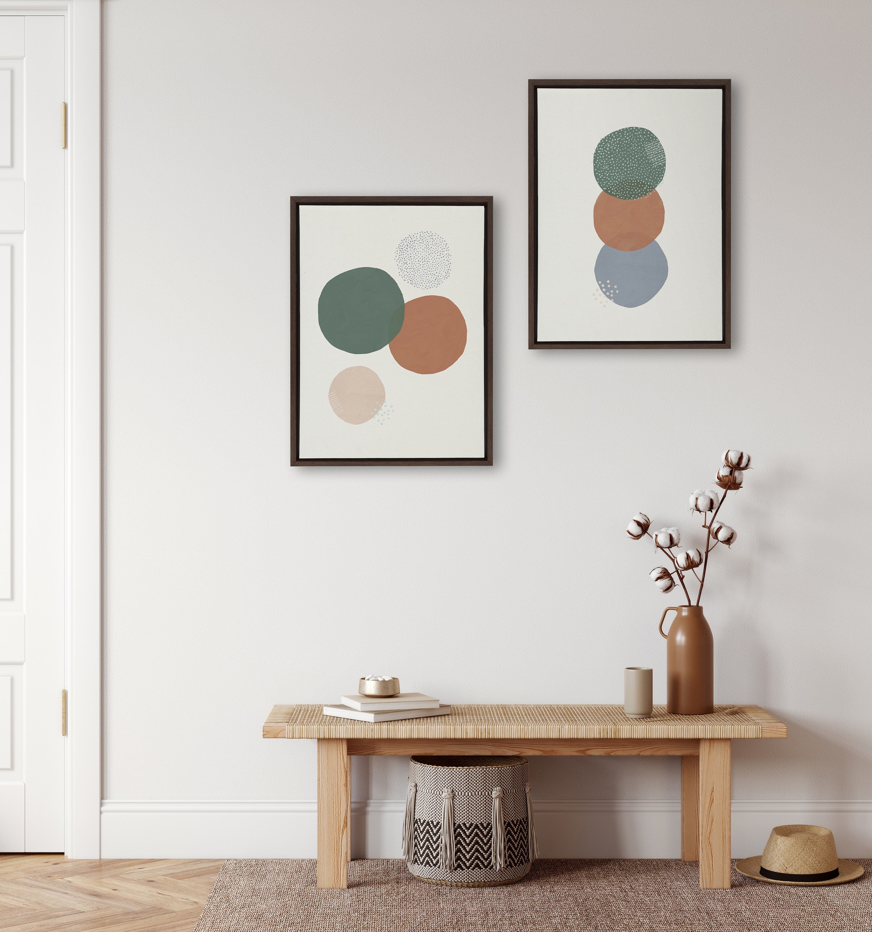 Sylvie Abstract Soft Circles Part 1 and 2 Framed Canvas Set by by kateandlaurel - product image 5 for Resin Society