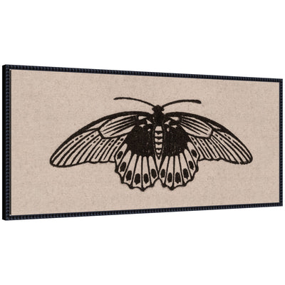 Framed canvas wall art of Vlinder 1901 05 04 Julie de Graag on neutral linen panel in black beaded frame