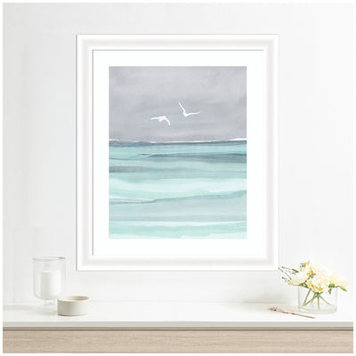Framed Art Sea and Seagulls by Nikita Jariwala