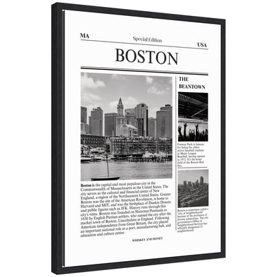 Boston Article by Megan Ryan Framed Canvas Wall Art Print