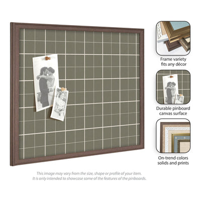 Framed Fabric Pinboard Sage Green Plaid Wall Organization
