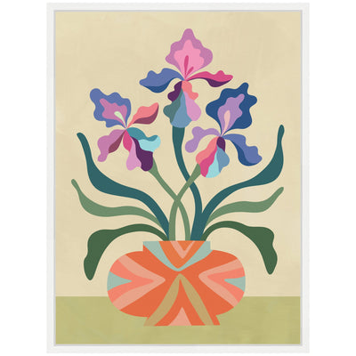Sylvie Iris and Vase Framed Canvas by Rachel Lee