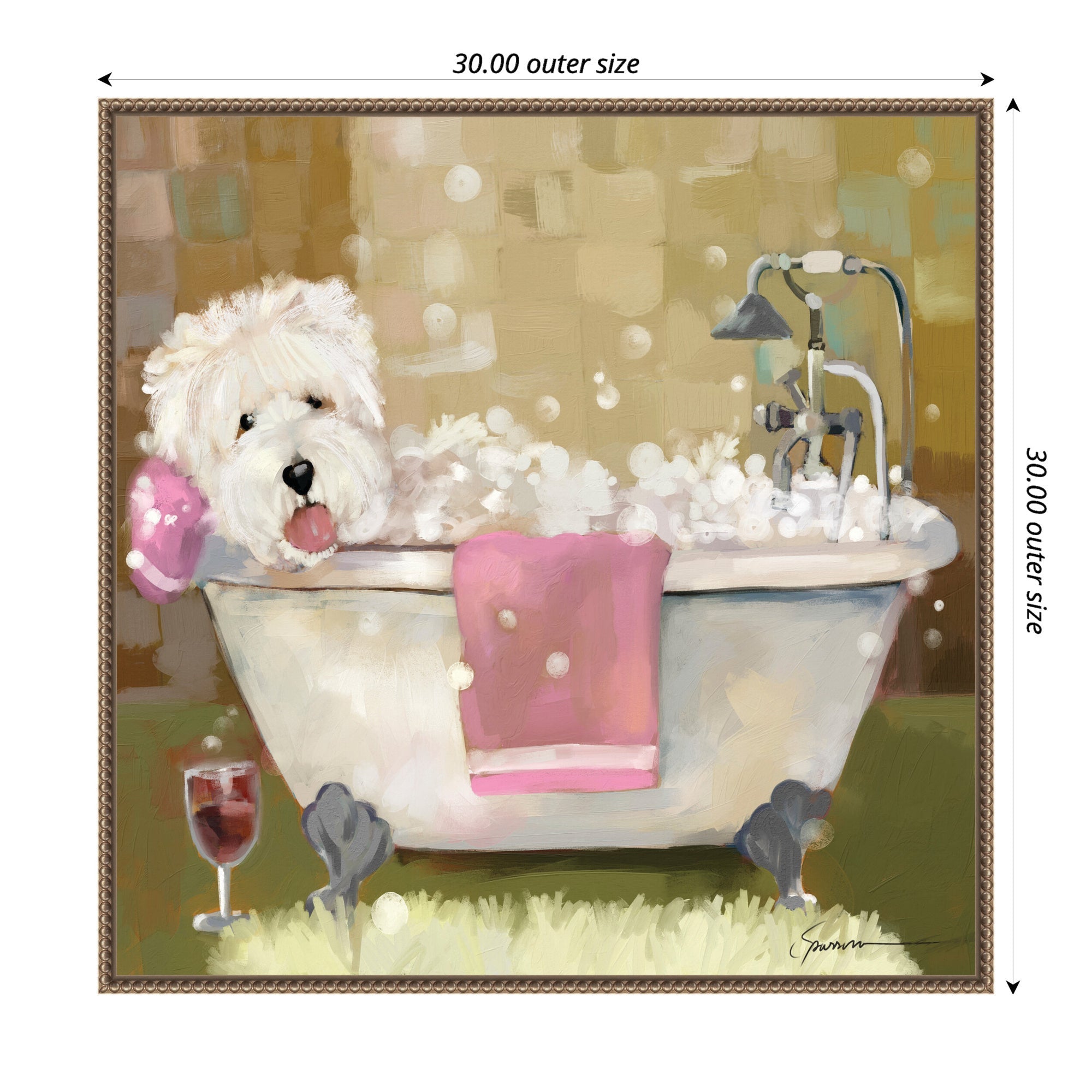 Sylvie Tiny Bubbles Framed Canvas by Mary Sparrow
