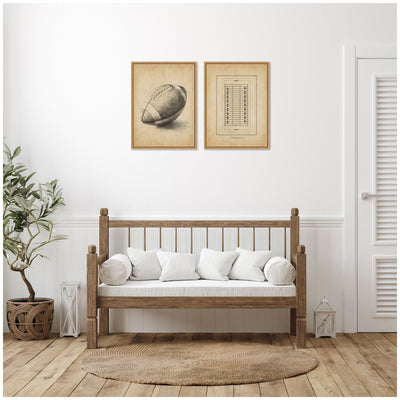 Vintage Football 2 Piece Framed Canvas Wall Art Set by The Creative Bunch Studio