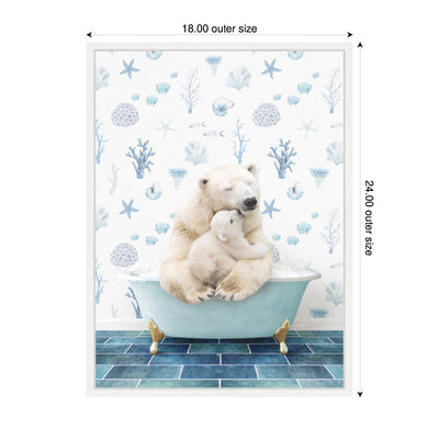 Sylvie Mother and Baby Polar Bear in Under the Sea Bathtub Framed Canvas by Amy Peterson