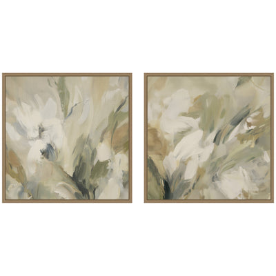Two framed canvas prints titled Olive Bloom No.
3 & No.
2 by Amy Lighthall displayed side by side