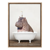 Sylvie Hippo and Bird in Rustic Bath Framed Canvas by kateandlaurel - product image 18 for Resin Society