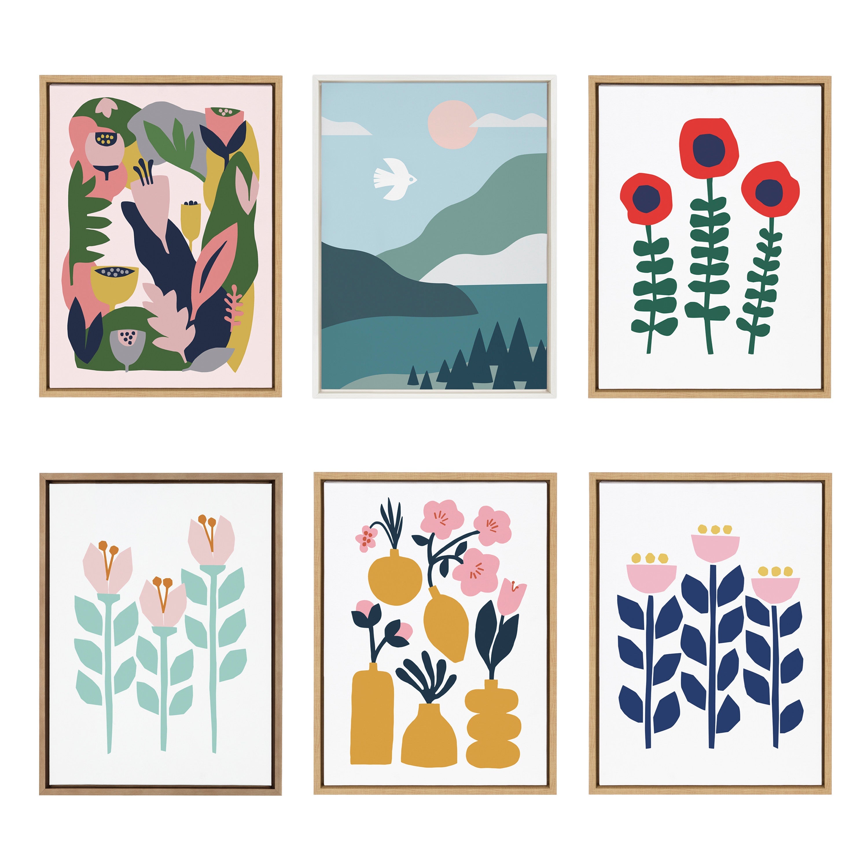 Sylvie Nordic Flowers Framed Canvas by kateandlaurel - product image 3 for Resin Society
