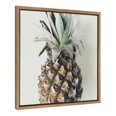 Sylvie Solo Pineapple framed canvas art showing a vibrant pineapple still life with a white float-style frame