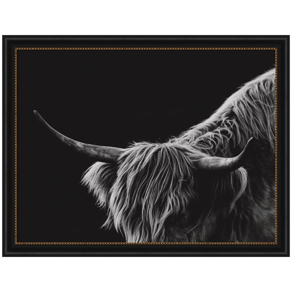 Scottish Highland No.
6 framed wall art print showing a moody landscape scene in a sleek black frame