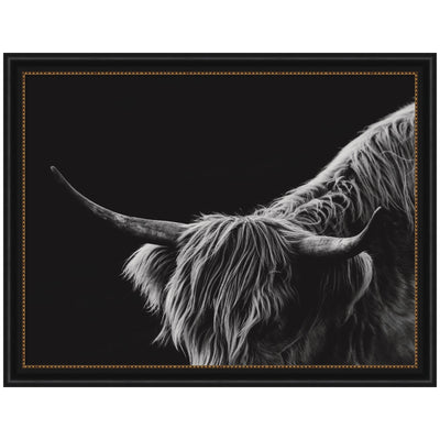 Scottish Highland No.
6 framed wall art print showing a moody landscape scene in a sleek black frame