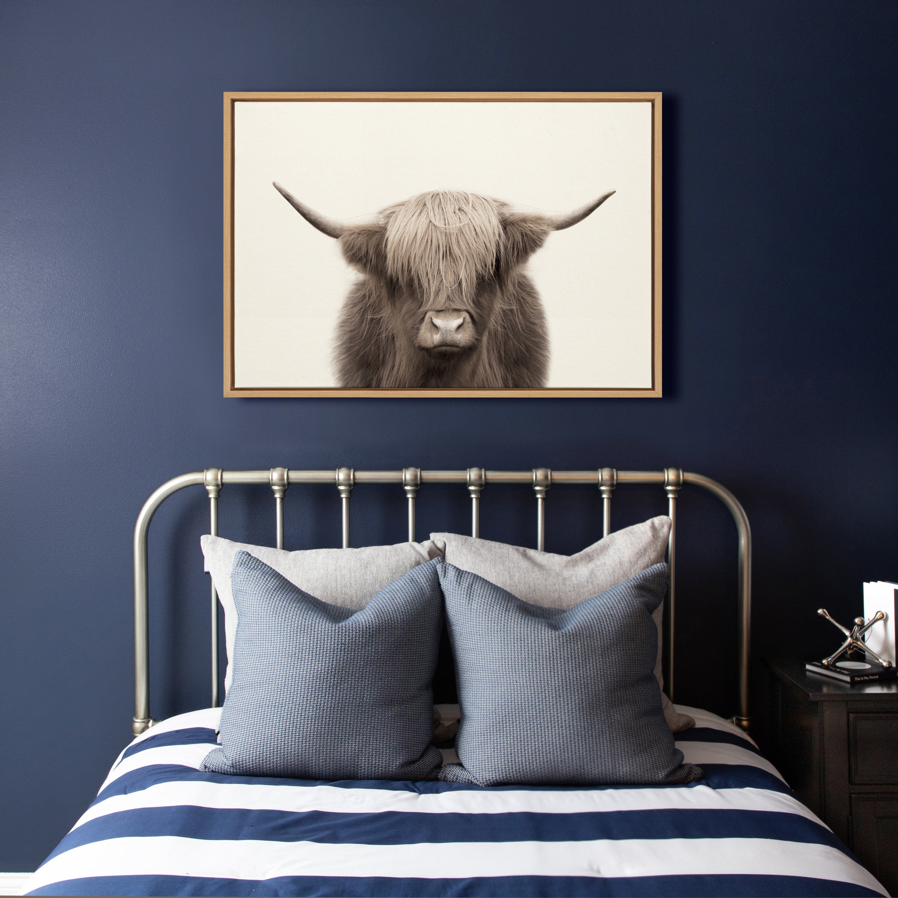 Sylvie Hey Dude Highland Cow Color Framed Canvas by kateandlaurel - product image 14 for Resin Society