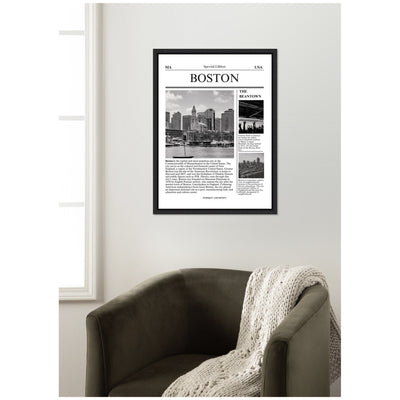 Boston Article by Megan Ryan Framed Canvas Wall Art Print