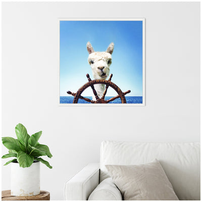 Sylvie Boat Animal Alpaca Framed Canvas by The Creative Bunch Studio