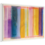 Sylvie Vibrant Lines I framed canvas art showing vibrant linear patterns in blues and reds with a floating black frame