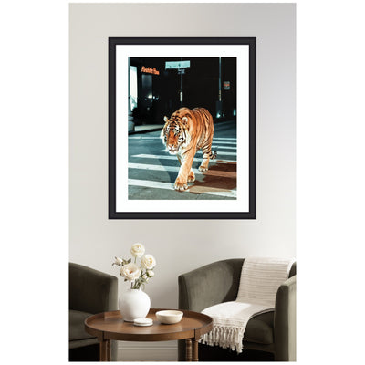Framed Art Tiger in the City at Night 2 by Michael Schauer