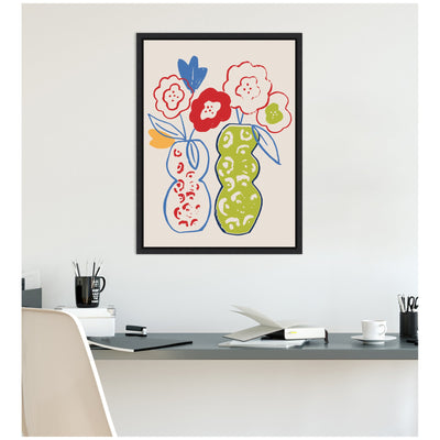 Live Boldly Flower Vases by Vicky Yorke Framed Canvas Wall Art Print