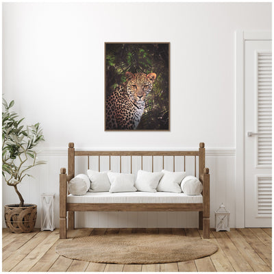 Sylvie Moody Leopard In The Rainforest Color Framed Canvas by Simon Te of Tai Prints