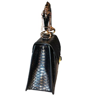 Noir d’Or Horse Handle Handbag Authentic Black and Gold Python by Allysa Payne Beverly Hills - product image 5 for Resin Society