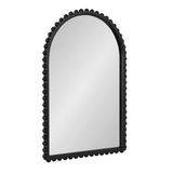 Arched wall mirror with a black frame featuring evenly spaced rounded bead details along the sides and bottom edges.