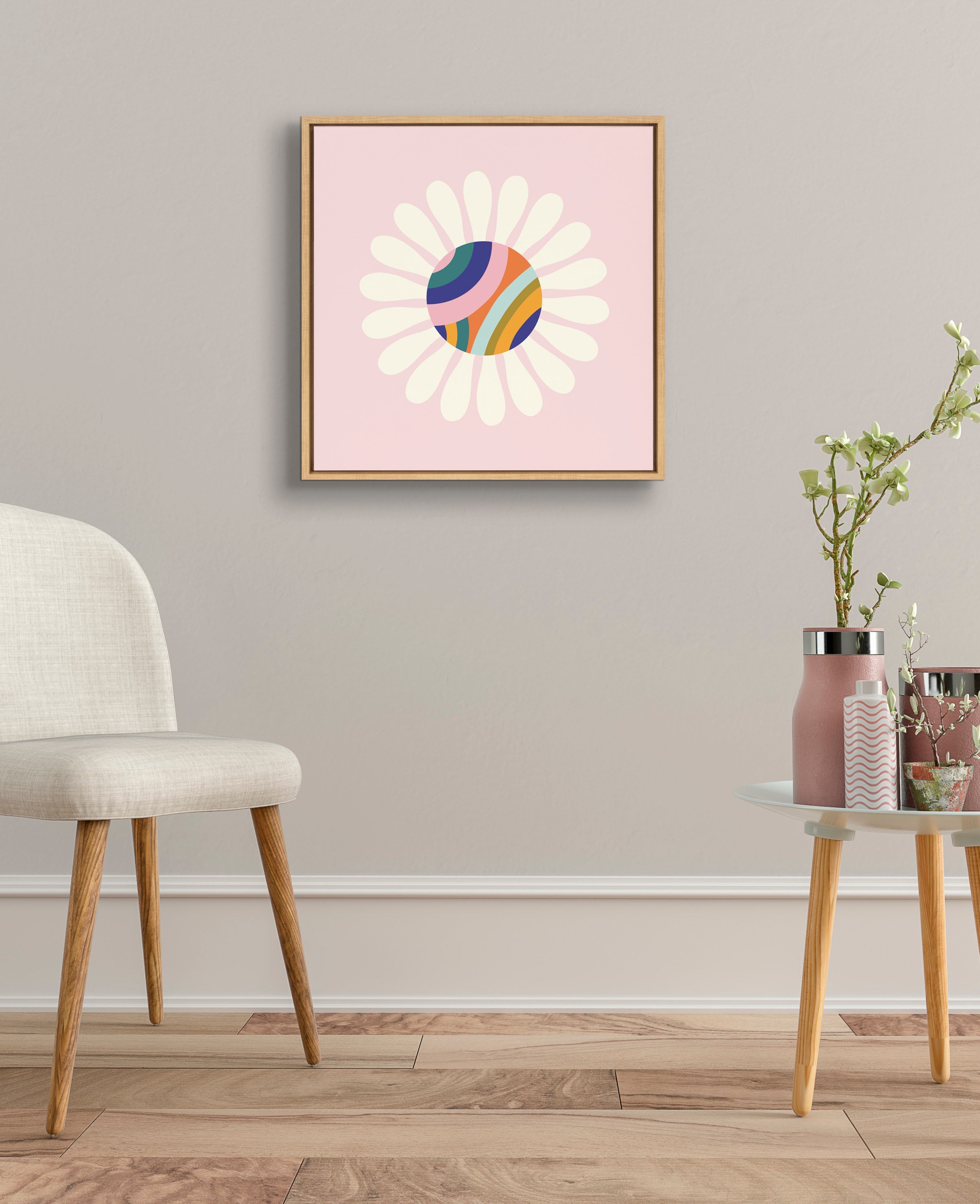 Sylvie Groovy Daisy Framed Canvas by kateandlaurel - product image 8 for Resin Society