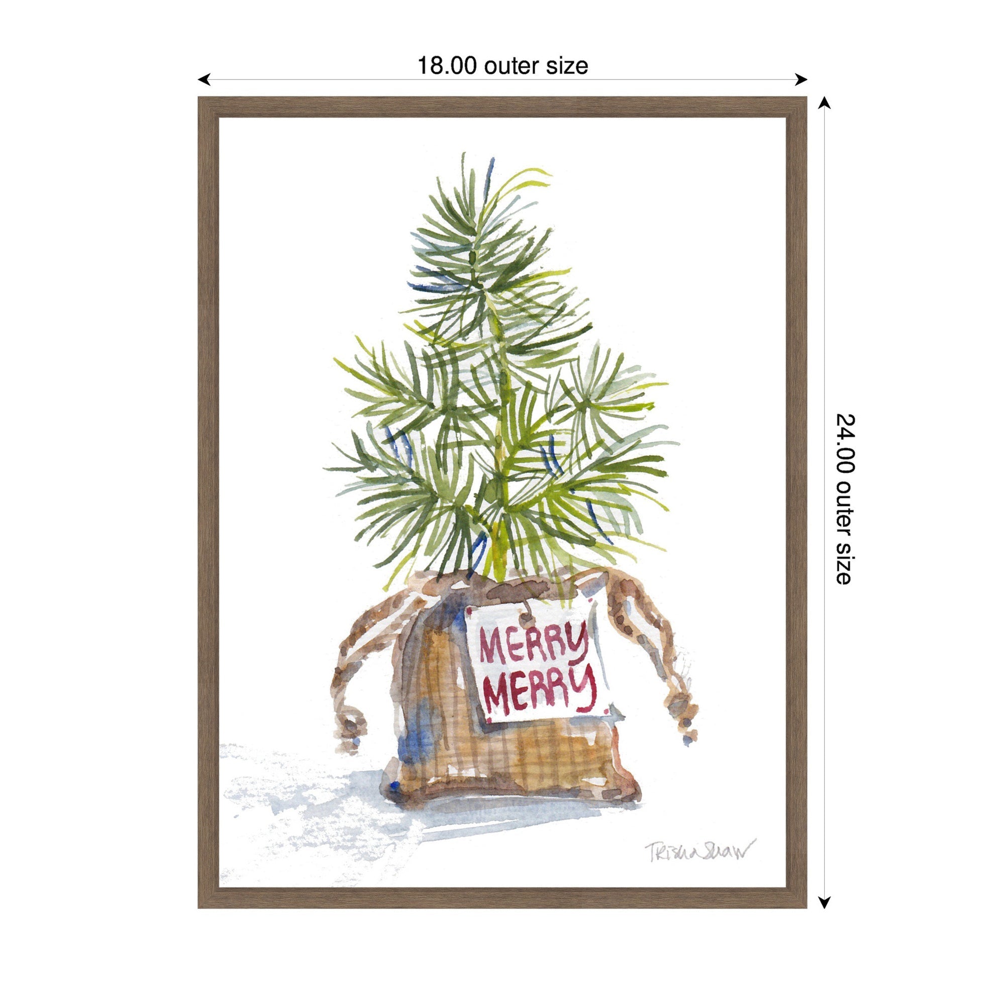 Sylvie Framed Canvas Merry Seedling In Burlap by Patricia Shaw