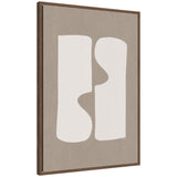 Framed canvas wall art print titled Organic Figures No.
1 by Gabrielly Guedes showcasing abstract organic figures in muted tones within a walnut brown Sylvie frame.