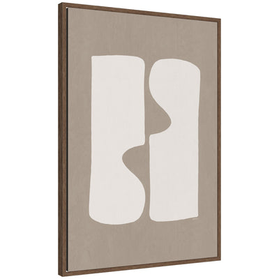 Framed canvas wall art print titled Organic Figures No.
1 by Gabrielly Guedes showcasing abstract organic figures in muted tones within a walnut brown Sylvie frame.