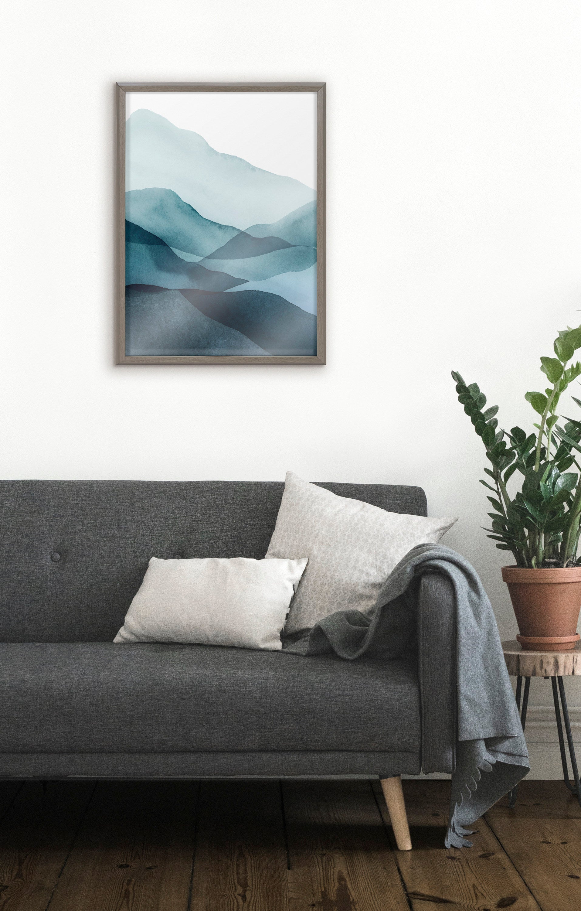 Blake Blue Mountain Range Framed Printed Glass by kateandlaurel - product image 5 for Resin Society