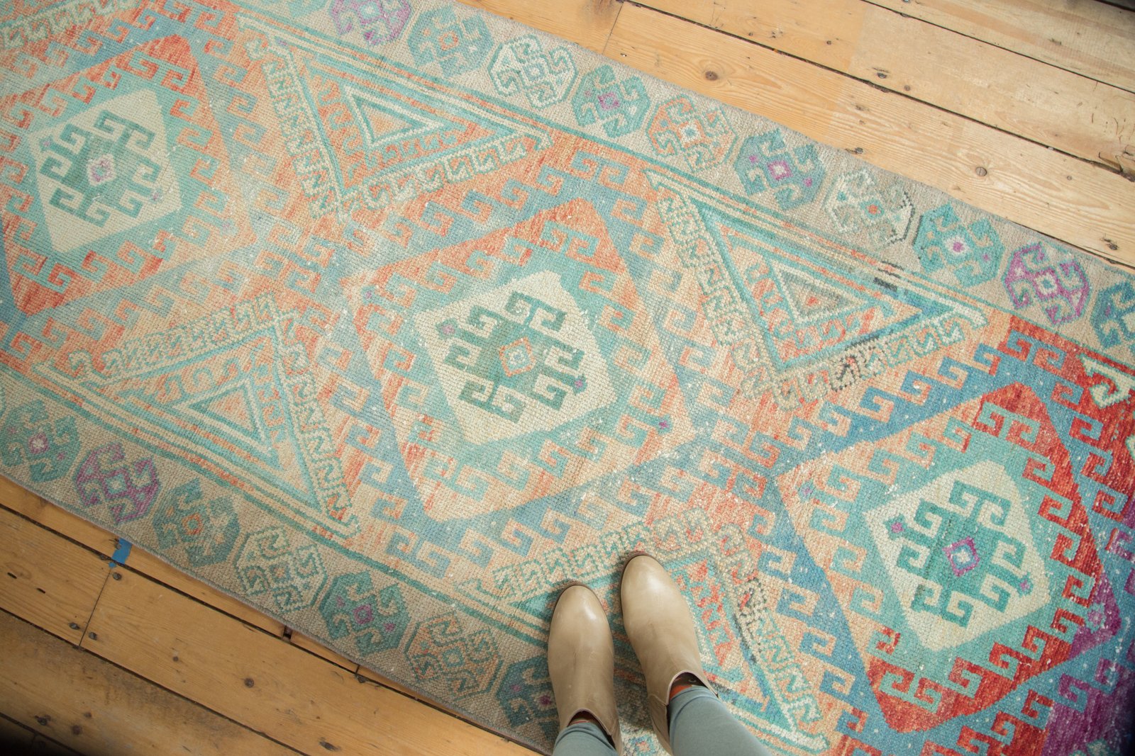 3.5x10.5 Vintage Distressed Oushak Rug Runner by Old New House® - product image 2 for Resin Society