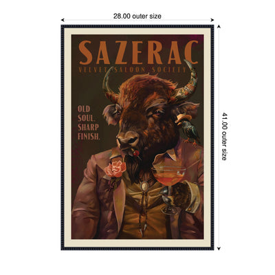 WG Sazerac Bison Buffalo by The Whiskey Ginger Framed Canvas Wall Art Print