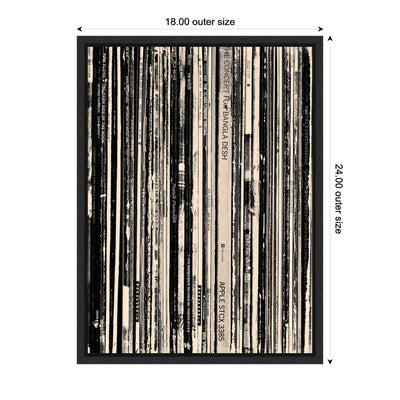 33 RPM Black and White by Robert Cadloff Framed Canvas Wall Art Print