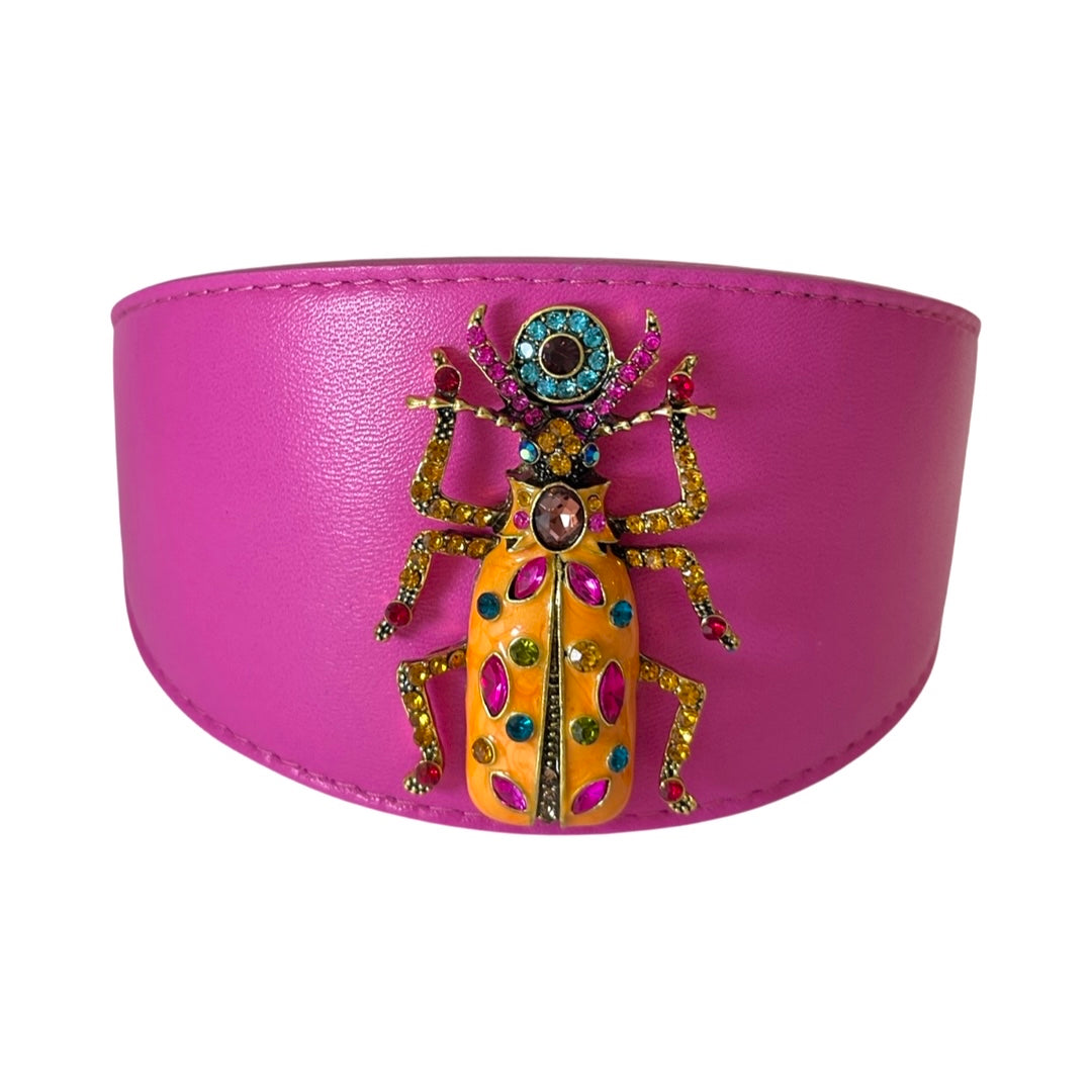 Glam Beetle Leather Dog Collar by Allysa Payne Beverly Hills