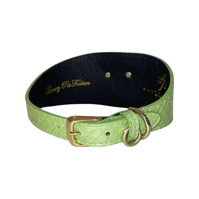 Sea Anemone Pearl Green Snake Wide Style Collar With Rhinestone Crab Accessory