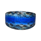 Wide 3-inch collar featuring multi-tone blue snake skin pattern with scales and black accents, displayed against a white background.