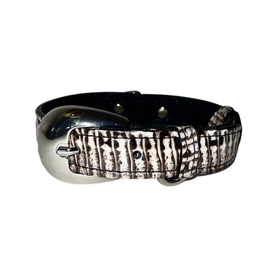 XS 7”-14” Black & White Custom Snake Collar/Custom Silver Oval Italian