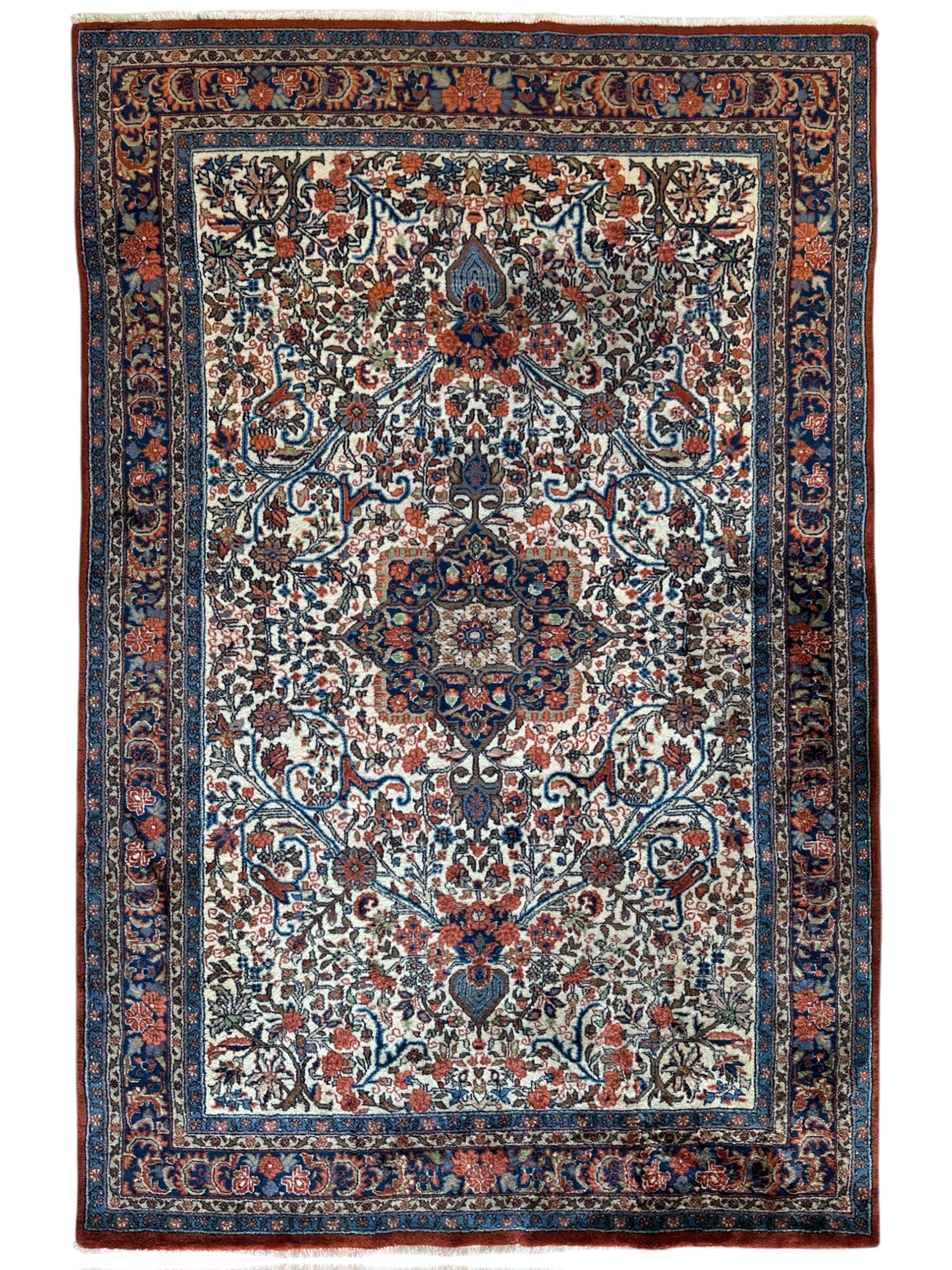 Vintage Persian Sarouk Wool Rug – 4’4” x 6’6” – Hand-Knotted Floral by Rugistan - main product image for Resin Society