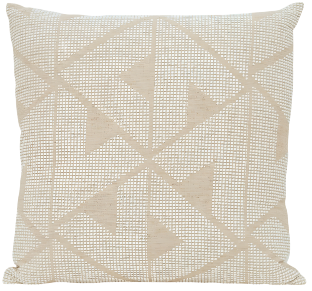 Sierra Pillow Cover in Natural ivory woven fabric front with ivory linen back
