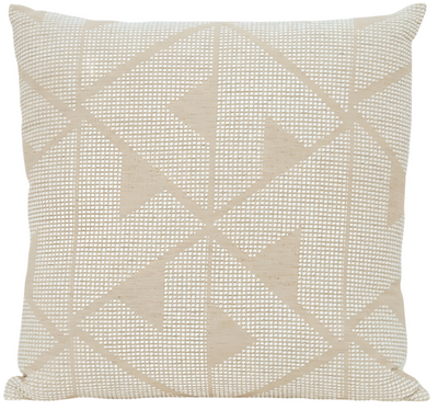 Sierra Pillow Cover in Natural ivory woven fabric front with ivory linen back