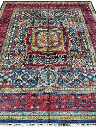 Hand-Knotted Mamluk Wool Rug – 8'4" x 9'9" – Intricate Geometric by Rugistan - product image 3 for Resin Society